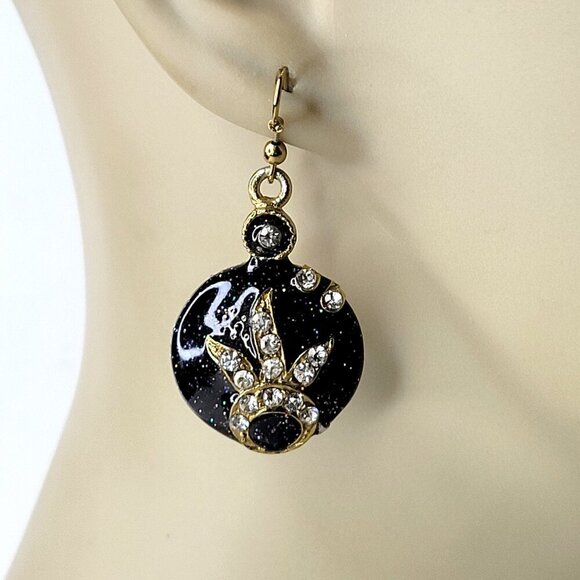 Small Black Drop Earrings - Picture 1 of 6
